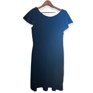 London Times Velvet Ruffle Sleeve Dress